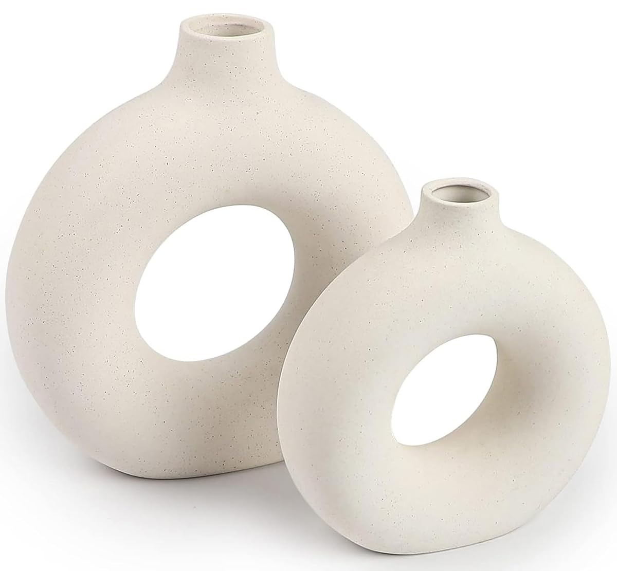 Ceramic Vases Set of 2,Modern Vases for Home Decor, White Boho Style for Living Room Kitchen Mantle Bedroom Dining Table Office Farmhouse Decorative Design