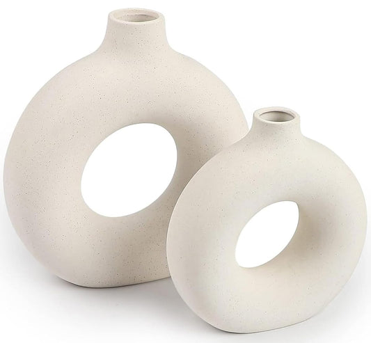 Ceramic Vases Set of 2, Modern Vases for Home Decor