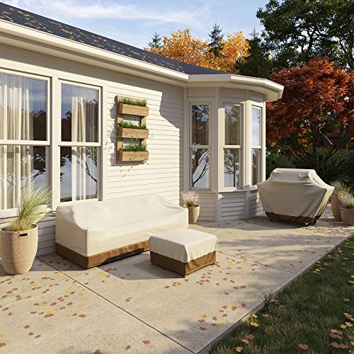 3-Seater Outdoor Patio Furniture Couch Sofa Cover, Waterproof, Anti-UV, Wind Resistant Furniture Protector, Beige/Tan