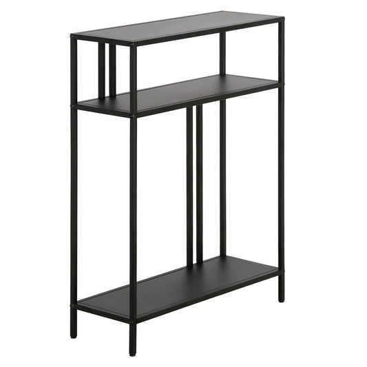 22" Wide Rectangular Console Table with Metal Shelves in Blackened Bronze, Entryway Table, Accent Table for Living Room, Hallway
