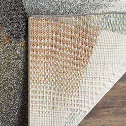 SAFAVIEH Porcello Collection Area Rug - 6'7" x 9', Grey & Multi, Modern Abstract Design, Non-Shedding & Easy Care, Ideal for High Traffic Areas in Living Room, Bedroom (PRL6939B)