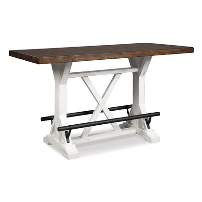 Signature Design by Ashley Valebeck Counter Height Dining Table, Rustic Farmhouse Design, Black Metal Footrest, Seats Up to 4, Great for Small Spaces, White