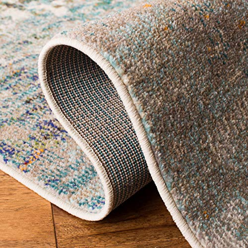 SAFAVIEH Madison Collection Runner Rug - 2'2" x 6', Grey & Blue, Modern Abstract Design, Non-Shedding & Easy Care, Ideal for High Traffic Areas in Living Room, Bedroom (MAD471F)