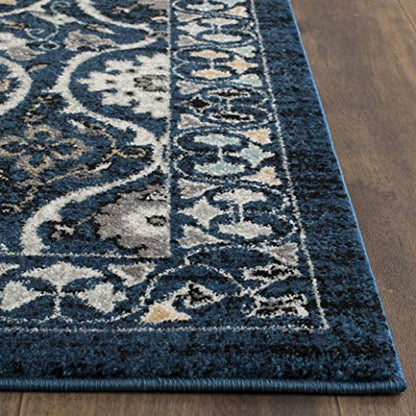 SAFAVIEH Evoke Collection Area Rug - 5'3" x 7'6", Royal & Ivory, Shabby Chic Oriental Design, Non-Shedding & Easy Care, Ideal for High Traffic Areas in Living Room, Bedroom (EVK210A)