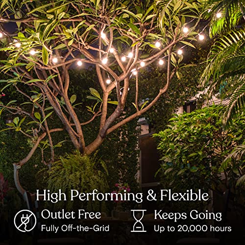 Ambience Pro Solar Powered LED Outdoor String Lights - 27 Ft Commercial Waterproof Patio Lights with Edison Bulbs - Durable String Lights for Outside, Backyard, Porch - 1W, Warm White