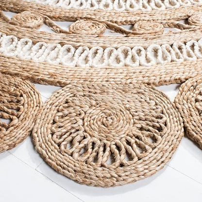 SAFAVIEH Natural Fiber Round Collection 8' Round Ivory NF160B Handmade Boho Charm Farmhouse Jute Area Rug