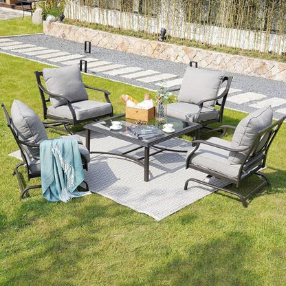 Outdoor Glass Coffee Table,Outdoor Furniture Coffee,Patio Garden Furniture Multi-Functional Tea Table with Tempered Glass Top, for Conversation-Square (Tea Table with Glass Top)