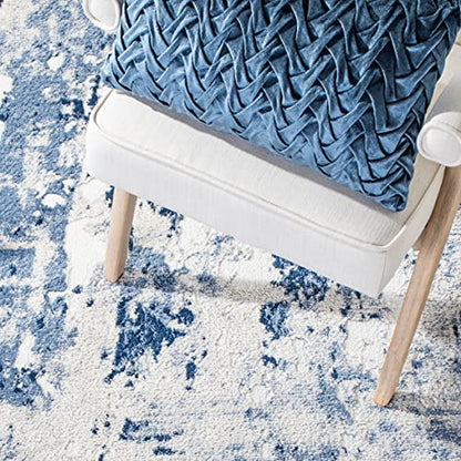 SAFAVIEH Skyler Collection Runner Rug - 2'2" x 9', Grey & Navy, Modern Abstract Design, Non-Shedding & Easy Care, Ideal for High Traffic Areas in Living Room, Bedroom (SKY562M)