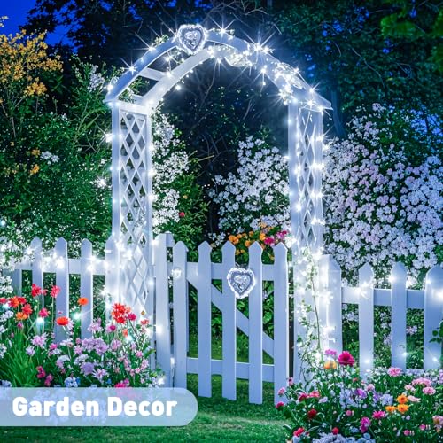 2 Pack Solar String Lights Outdoor Waterproof, Each 33FT 100 LED Solar Fairy Lights Outdoor, 8 Modes White Christmas Light for Outside Garden Tree Patio Yard Wedding Christmas Decorations