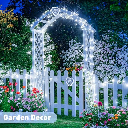 2 Pack Solar String Lights Outdoor Waterproof, Each 33FT 100 LED Solar Fairy Lights Outdoor, 8 Modes White Christmas Light for Outside Garden Tree Patio Yard Wedding Christmas Decorations