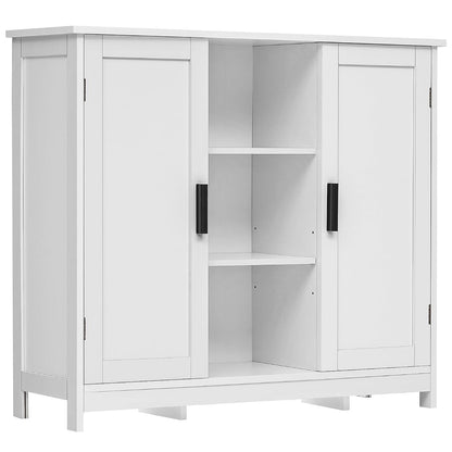 Storage Cabinet with 2 Doors and 4 Storage Shelves, Credenza Buffet Cabinet, Bathroom Cabinet for Living Room, Entryway, Home Office, White