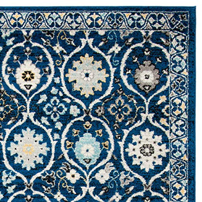SAFAVIEH Evoke Collection Area Rug - 5'3" x 7'6", Royal & Ivory, Shabby Chic Oriental Design, Non-Shedding & Easy Care, Ideal for High Traffic Areas in Living Room, Bedroom (EVK210A)