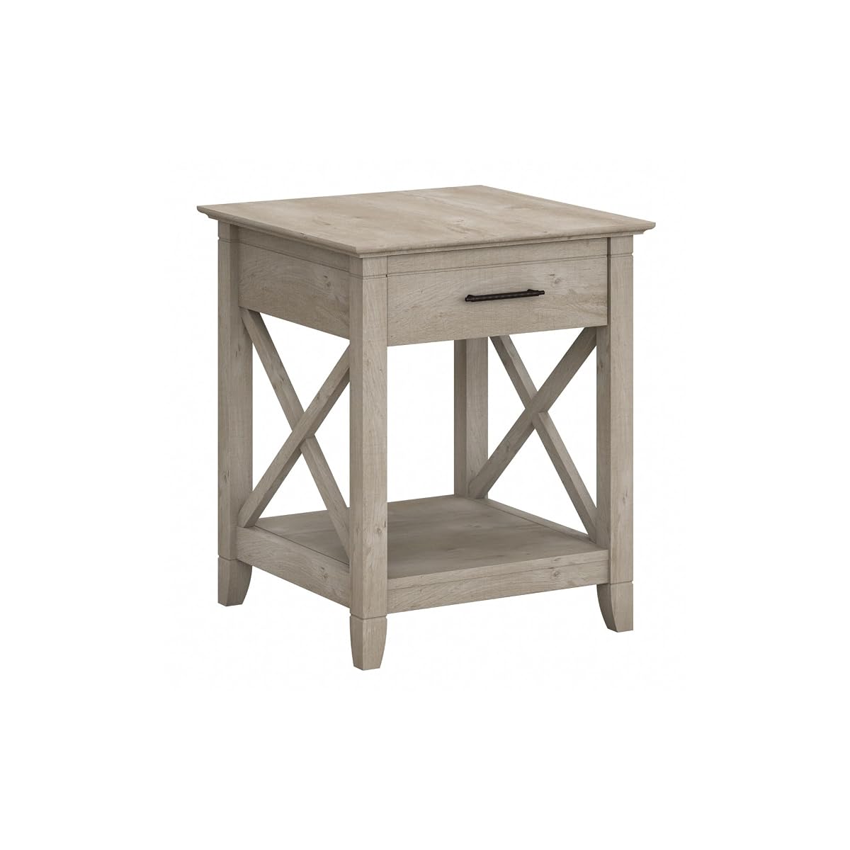 End Table with Drawer, Nightstand with Storage, Living Room and Bedroom Furniture, Key West Collection, Washed Gray