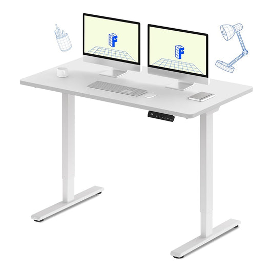 FLEXISPOT E3 Dual Motor Electric Standing Desk 55 x 28 Sit Stand Up Desk, Holds 220 lbs, Adjustable Height w/Memory Presets, One-Piece White Desktop & White Frame, Ships in 2 Boxes