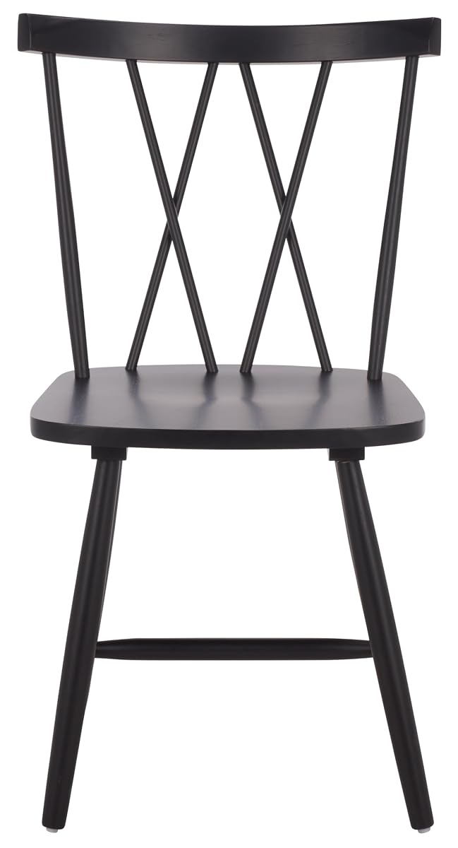 SAFAVIEH Furniture, Tayten Dining Chair Set of 2, Matte Black Solid Wood