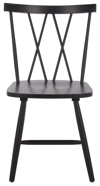 SAFAVIEH Furniture, Tayten Dining Chair Set of 2, Matte Black Solid Wood