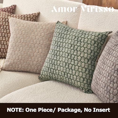 Floral Pillow Covers 24x24 Couch Pillows for Living Room Decorative Throw Pillow Covers Accent Farmhouse Neutral Pillow Covers 1PC, Mineral Green
