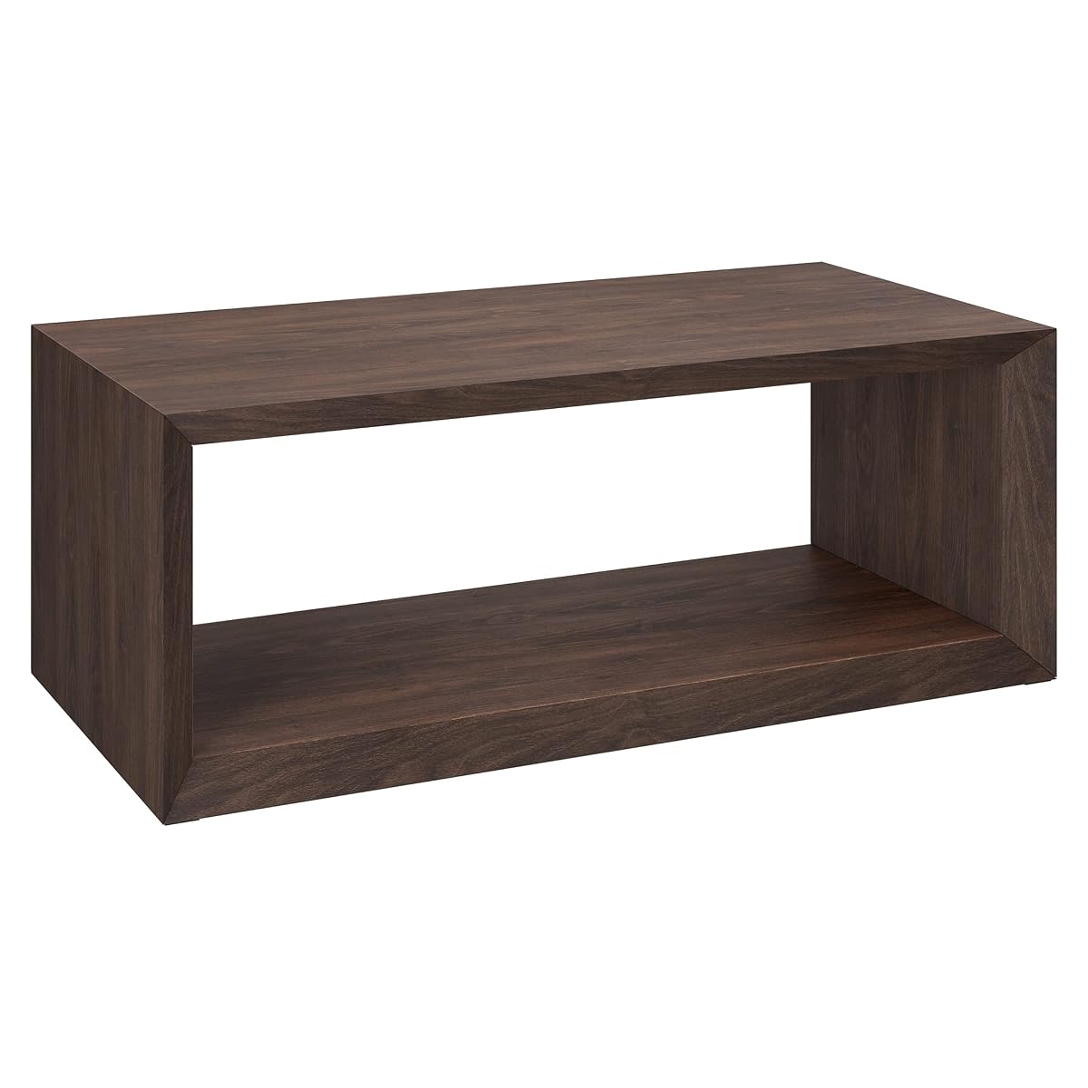48" Rectangular Coffee Table with Open Storage Shelf for Living Room, Family Room, or Office, Rich Brown