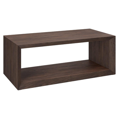 48" Rectangular Coffee Table with Open Storage Shelf for Living Room, Family Room, or Office, Rich Brown