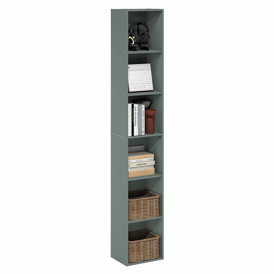 LUDER Book Shelf, 6-Tier Tall Modern Bookshelf, Bookcase with Open Shelves, 9.3 x 12 x 71, for Living Room, Bedroom, Home Office, Sage Green
