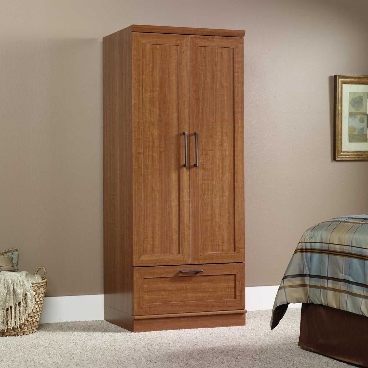 411802 Homeplus Wardrobe/Storage Cabinet, L: 28.98" X W: 20.95" X H: 71.18", Sienna Oak Finish
