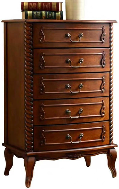 Solid Wood 5 Drawer Dresser Fully Assembled Tall Chest of Drawers Wood Storage