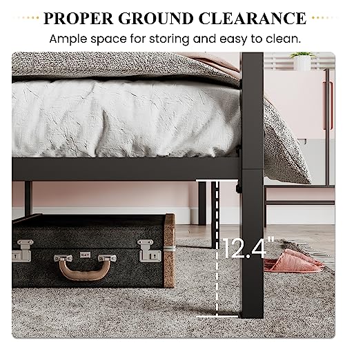 Queen Metal Slatted Bed Frame Black, view 6