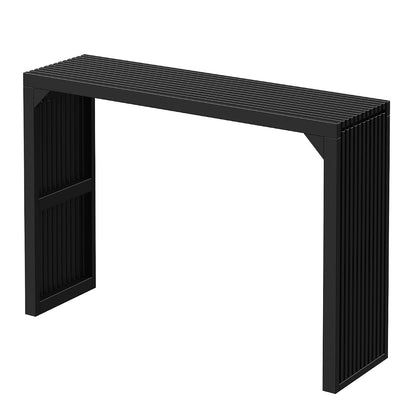 Narrow Console Table for Entryway, Living Room, Hallway - 46" Solid Wood Farmhouse Table with Storage (Black)