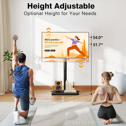 Swivel Floor TV Stand with Mount for Most 32-60 Inch Tvs up to 88 Lbs, Height Adjustable TV Floor Stand Mount with Wood Base, Tall TV Stand for Bedroom, Corner & Living Room, Max VESA 400X400Mm