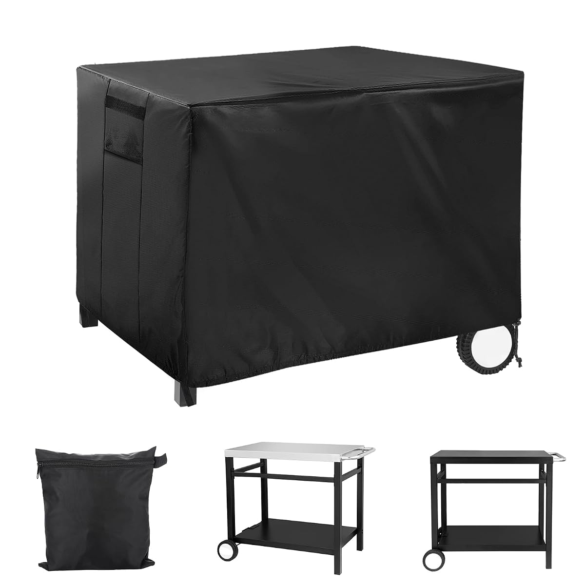 Outdoor Dining Grill Cart Cover - 41"L*24"W*32"H, Compatible with Royal Gourmet Worktable PC3401B PC3401S Food Prep Table, Heavy Duty Waterproof BBQ Serving Worktable Metal Movable Station