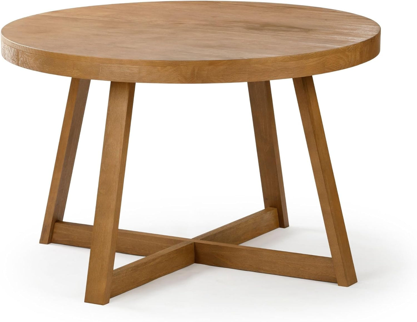 round Dining Table, 47 Inch Solid Wood Kitchen Table, Farmhouse round Table for 4, Small Dinette Table, Pecan Wirebrush