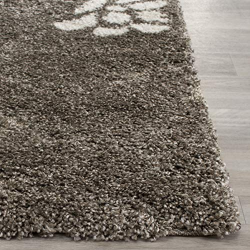 SAFAVIEH Area Rug 8x10 - Florida Shag Collection - Large - Smoke & Beige, Floral Design, Non-Shedding & Easy Cleaning, Plush Thick Pile, Ideal for Living Room, Bedroom, Dining Space (SG464-7913)