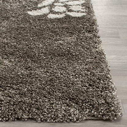 SAFAVIEH Area Rug 8x10 - Florida Shag Collection - Large - Smoke & Beige, Floral Design, Non-Shedding & Easy Cleaning, Plush Thick Pile, Ideal for Living Room, Bedroom, Dining Space (SG464-7913)