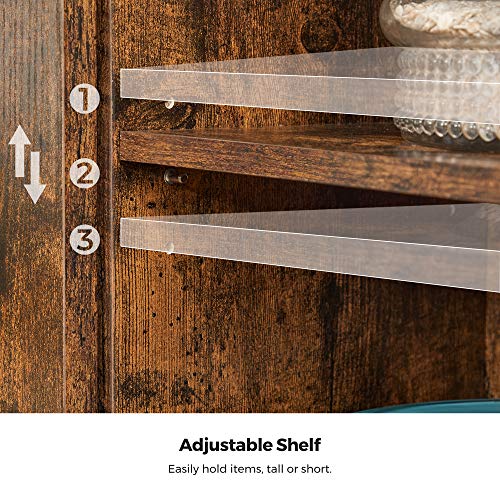 VASAGLE Buffet Cabinet, Coffee Bar Storage Cabinet, Sideboard with 1 Sliding Barn Door, Adjustable Shelves, 11.8 x 27.6 x 31.5 Inches, for Living Room, Rustic Brown and Ink Black ULSC089B01