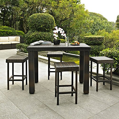 Palm Harbor 6-Person Rectangular Counter-Height Outdoor Bar Dining Table for Outside Patio, Brown