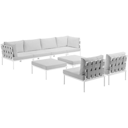 Harmony Outdoor Patio Sectional Sofa Furniture Set | All-Weather Waterproof | Modern Design | Machine Washable Cushions | Tempered Glass Top Tables