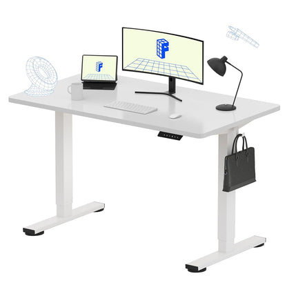 FLEXISPOT EN1 One-Piece Standing Desk, Electric Adjustable with 4 Memory Presets, 176 LBS Capacity, Stable & Quiet, Seamless Desktop for Home Office & Dual Monitors, 48"x24" White(White Frame)