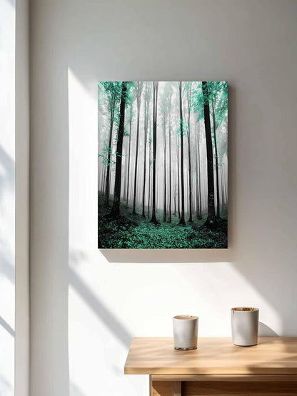 NuYeBiofx Thanksgiving Green Maple Trees Canvas Wall Art Prints,48"x32" Framed Picture Artwork Fall Maple Leaves Printed Canvas Oil Painting for Living Room Bedroom Office,Ready to Hang