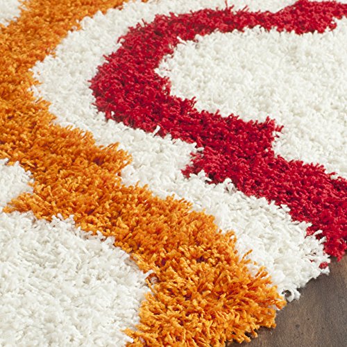 SAFAVIEH Kids Shag Collection Accent Rug - 4' x 6', Ivory & Multi, Rainbow Design, Non-Shedding & Easy Care, 2-inch Thick Ideal for High Traffic Areas in Entryway, Living Room, Bedroom (SGK561A)