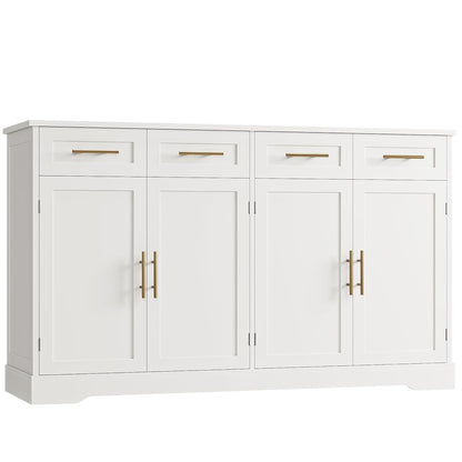 60" W Sideboard Buffet Cabinet with Storage, Kitchen Cabinet, White