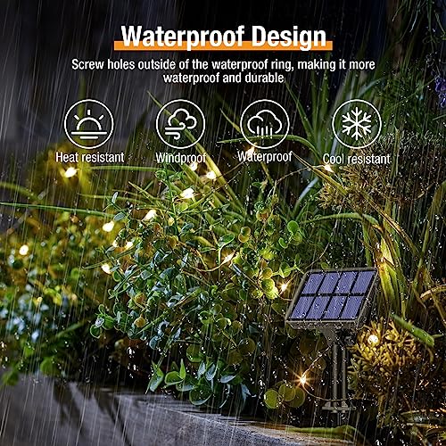 4 Pack Solar String Lights Outdoor - Total 132FT 320LED Solar Fairy Lights Outside Waterproof 8 Modes, Copper Wire Solar Powered Twinkle Light for Garden Tree Christmas Wedding Party,Warm White