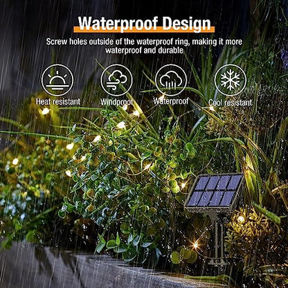 4 Pack Solar String Lights Outdoor - Total 132FT 320LED Solar Fairy Lights Outside Waterproof 8 Modes, Copper Wire Solar Powered Twinkle Light for Garden Tree Christmas Wedding Party,Warm White