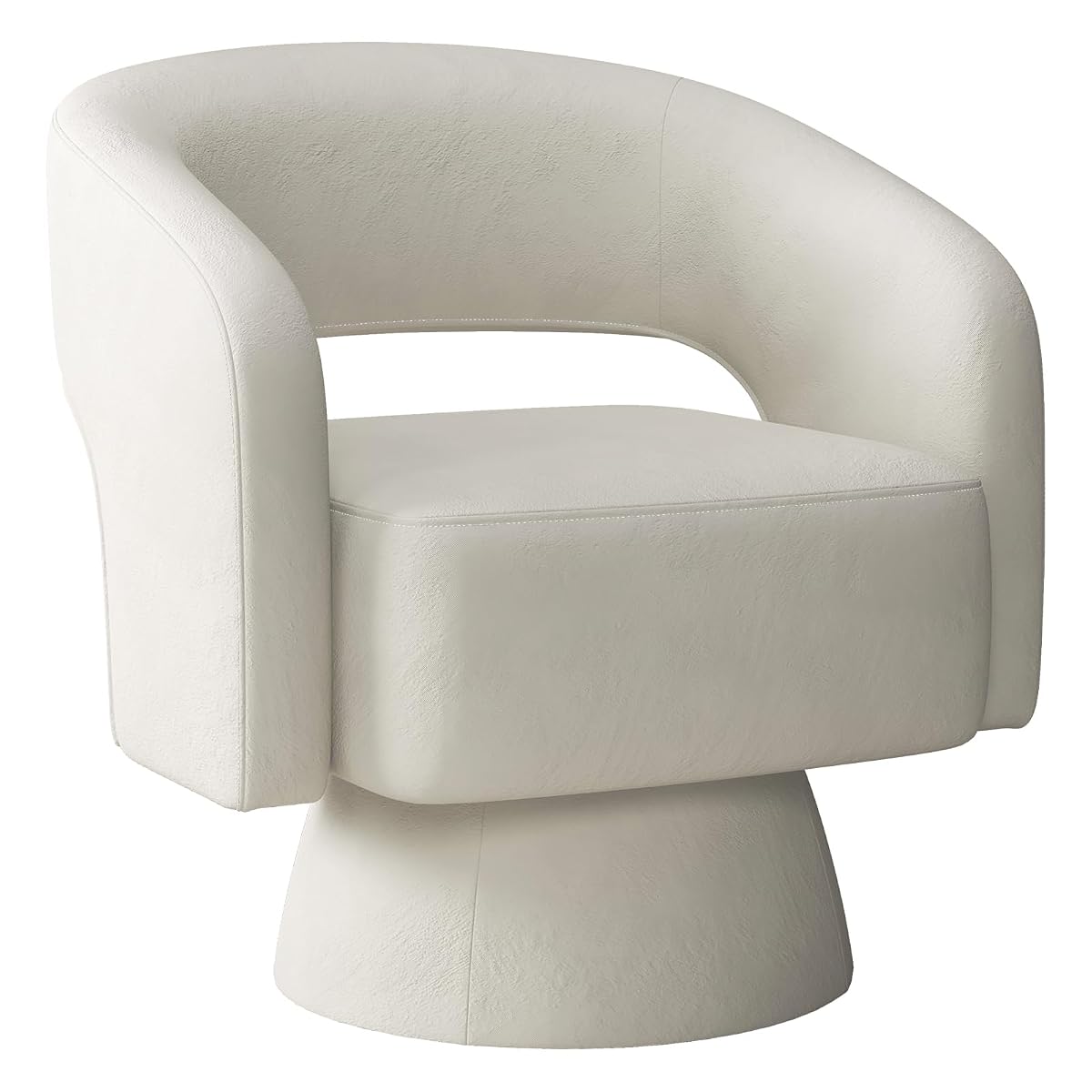 Swivel Barrel Chair with Velvet Fabric, Swivel Accent Chair with Thickened Soft Cushion, Comfy Round Swivel Chair for Living Room Bedroom, Beige
