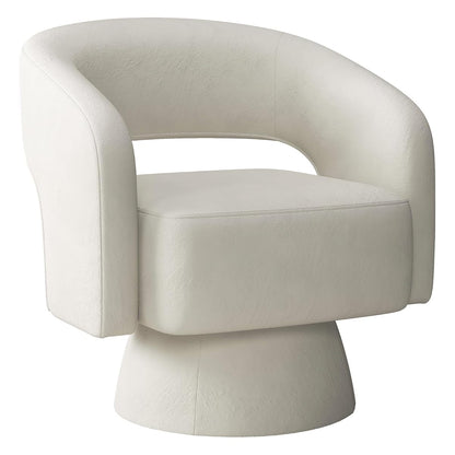 Swivel Barrel Chair with Velvet Fabric, Swivel Accent Chair with Thickened Soft Cushion, Comfy Round Swivel Chair for Living Room Bedroom, Beige