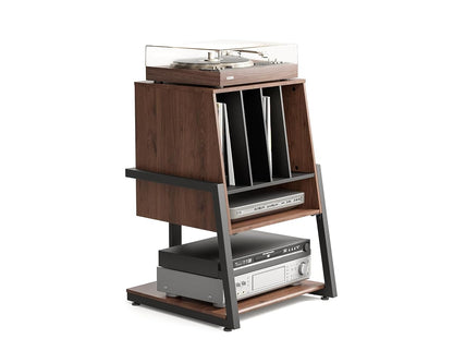 Record Player Stand with Storage for 120 Vinyl Records, Walnut
