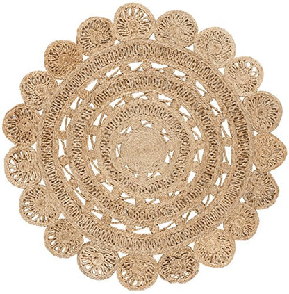 SAFAVIEH Natural Fiber Round Collection 9' Round Natural NF805B Handmade Boho Charm Braided Jute Area Rug