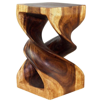 Double Twist Pedestal Table, Walnut, 12x12x20 in