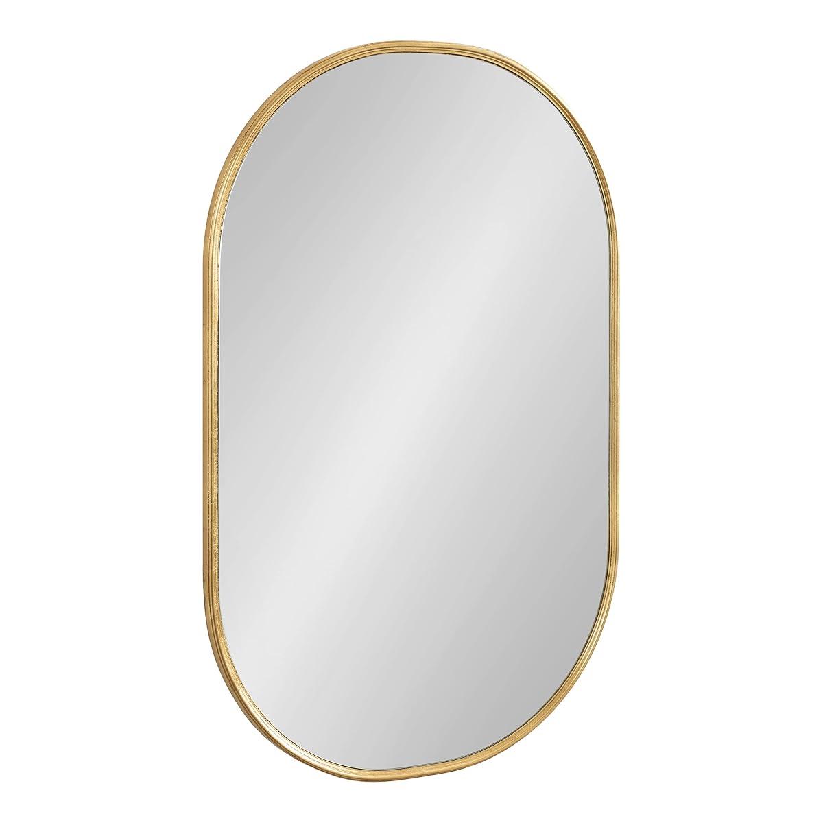 Caskill Modern Rounded Capsule Hanging Wall Mirror; 22 x 34; Gold; Glam Round Rectangular Narrow Mirror for Wall