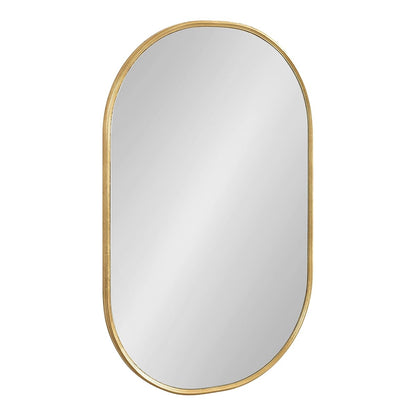 Caskill Modern Rounded Capsule Hanging Wall Mirror; 22 x 34; Gold; Glam Round Rectangular Narrow Mirror for Wall