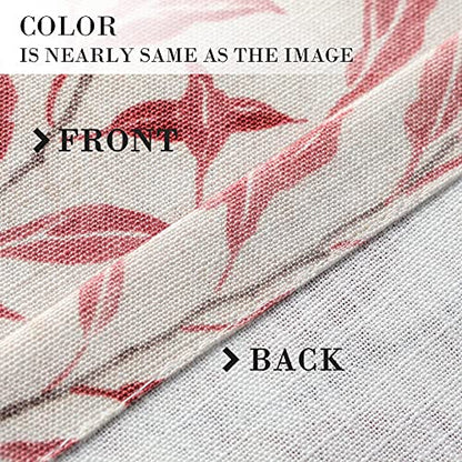 Kitchen Curtain Tiers for Bedroom, Top Pocket Home Decor 36 Inch Long Window Tier Valances for Porch Living Room, 2 Panels, 30X36 Inch, Red